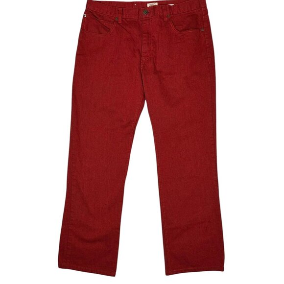 Mens Noiz Vintage Premium Quality Denim Jeans 38x32 Dark Wash Burgundy - Picture 4 of 14